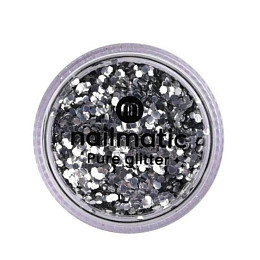 Блестки для лица, тела и ногтей крупные нейлматик (nailmatic), серебряные