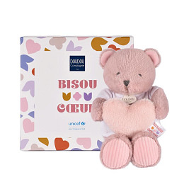 Медвежонок Дуду э Компани (Doudou et Compagnie), с сердечком, розовый