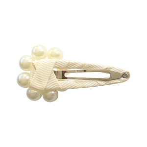 Заколка клик-клак "Pearl Flower", коллекция "Pearl Grosgrain", айвори