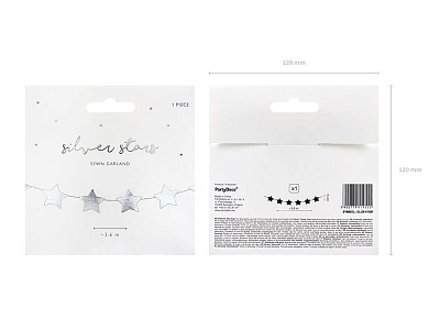 Гирлянда бумажная Party Deco "Серебряные звезды"