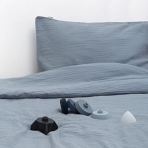 Муслиновое постельное белье LUKNO полутороспальное, лед на лужах, 3 предмета
