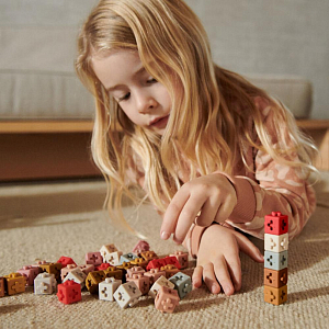 Набор строительных блоков LIEWOOD, 50 шт, мульти микс с темно-синим