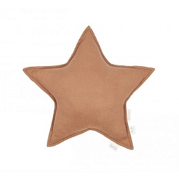 Подушка из льна Nobodinoz "Lin Francais Star Noisette", коричневая, 38 х 38 см