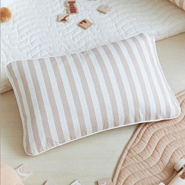 Подушка Nobodinoz "Jazz Cushion Taupe Stripes Natural", нежно-розовая полоска, 45 х 30 см