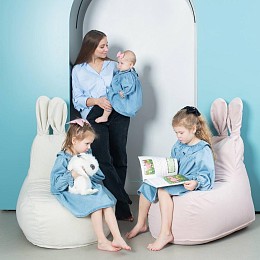 Пуф LOONA soft furniture "Заяц", малый, молочный