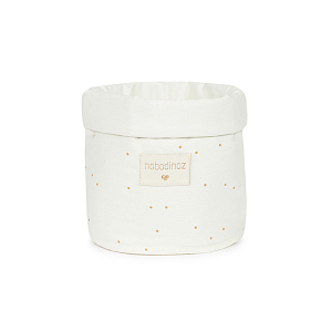 Корзина для хранения Nobodinoz "Panda Honey Sweet Dots/Natural", капли меда с кремовым, 24 х 20 см