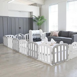 Детский манеж iFam "First Baby Room", бело-серый