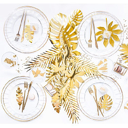 Набор листьев бумажных Party Deco "Золото", 21 шт