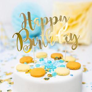 Топпер Party Deco "Happy Birthday", золотой