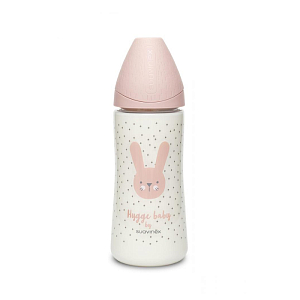 Бутылка Suavinex Hugge Baby "Розовый зайка с точками", 360 мл