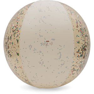 Детский надувной пляжный мяч Konges Slojd "Transparent Cream", радужные сердца, 40 см