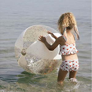 Детский надувной пляжный мяч Konges Slojd "Transparent Cream", радужные сердца, 40 см