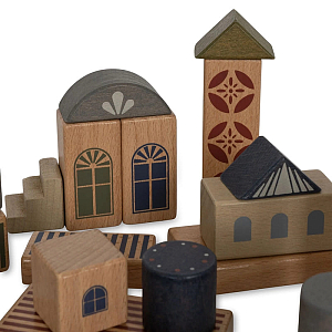 Набор деревянных блоков в мешочке Konges Slojd "Wooden Beige" , 34 шт, бежевый