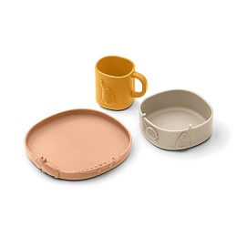 Набор детской посуды LIEWOOD "Kine 3D", темно-розовый микс