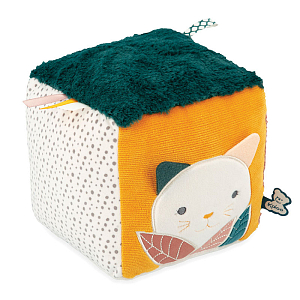 Мягкий развивающий кубик Kaloo "Котик", серия "Stimuli", мульти, 17 см