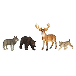 Набор фигурок лесных животных KONIK медведь, олень, рысь, волк