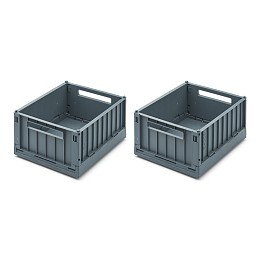 Набор складных ящиков для хранения с крышками LIEWOOD, 2 шт, размер S, серо-синий