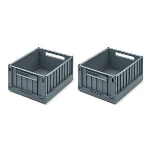 Набор складных ящиков для хранения с крышками LIEWOOD, 2 шт, размер S, серо-синий