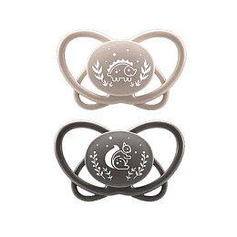 Набор пустышек NIP "First Moments My Butterfly", силиконовые, серый, 2 шт, 5-18 мес