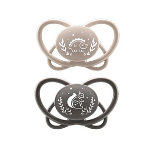 Набор пустышек NIP "First Moments My Butterfly", силиконовые, серый, 2 шт, 5-18 мес