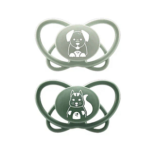 Набор пустышек NIP "First Moments My Butterfly", силиконовые, зеленый, 2 шт, 16-32 мес