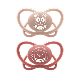 Набор пустышек NIP "First Moments My Butterfly", силиконовые, красный, 2 шт, 16-32 мес