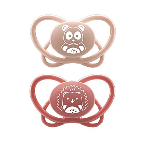 Набор пустышек NIP "First Moments My Butterfly", силиконовые, красный, 2 шт, 16-32 мес