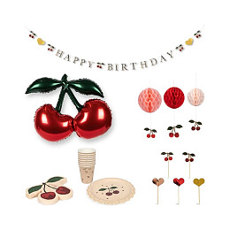Набор декора для празднования дня рождения Konges Slojd "Birthday Cherry", спелая вишня