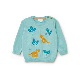 Вязаный пуловер Babybu "Rain Forest Melange", голубой