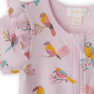 Укороченный комбинезон на молнии Babybu "Parrot Print", розовый