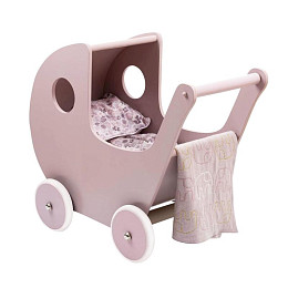 Деревянная коляска для кукол SmallStuff, розовая 1*