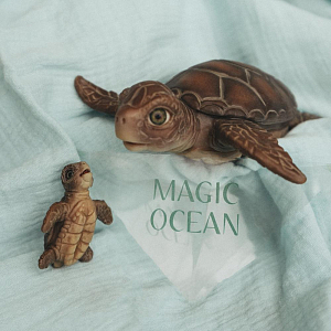 Игрушка Magic Manufactory "Черепаха с черепашонком", коллекция Magic Ocean, 15 см