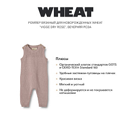 Ромпер вязаный для новорожденных Wheat "Vigge Dry Rose", вечерняя роза