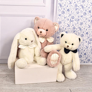 Мягкая игрушка Histoire d'Ours "Кролик Preppy Chic", белый, 30 см