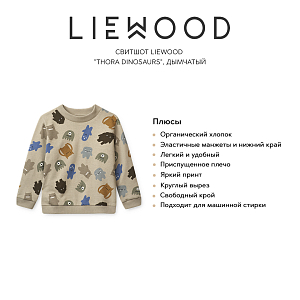 Свитшот LIEWOOD "Thora Dinosaurs", дымчатый