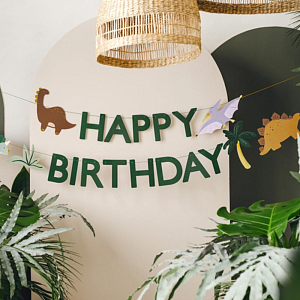 Гирлянда Happy Birthday Party Deco "Динозавры", 3 м