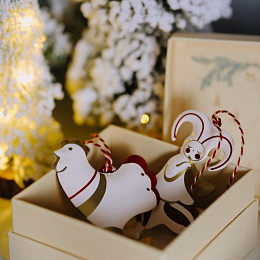 Набор елочных игрушек LUKNO "Ярмарка", 3 шт, красно-золотой