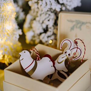 Набор елочных игрушек LUKNO "Ярмарка", 3 шт, красно-золотой