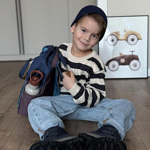 Свитер вязаный Wheat "Morgan Navy Stripe", широкие синие полоски