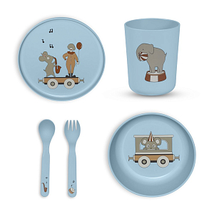 Набор детской посуды nuuroo "Marius Dusty Blue", 5 предметов, пыльно-голубой