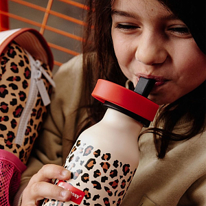 Бутылка-термос для напитков Hello Hossy "Gourde Leopard", желтая, 350 мл