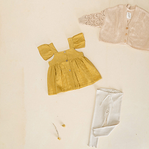 Легинсы в рубчик Play Up "Rib Gres", кремовая полоска