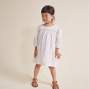 Платье из льна с коротким рукавом Buho "Linen Ivory", кремовое