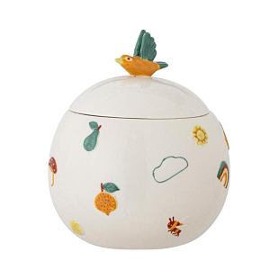 Баночка для хранения с крышкой керамическая Bloomingville MINI "Agnes", белая, 590 мл