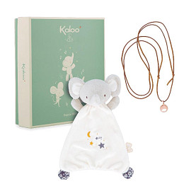 Игрушка-комфортер с подвеской Kaloo "Elephant", серия "Petites Chansons", серая, 28 см