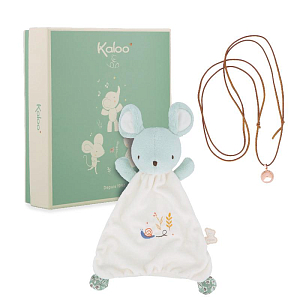 Игрушка-комфортер с подвеской Kaloo "Mouse", серия "Petites Chansons", голубая, 28 см