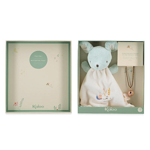 Игрушка-комфортер с подвеской Kaloo "Mouse", серия "Petites Chansons", голубая, 28 см