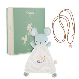 Игрушка-комфортер с подвеской Kaloo "Mouse", серия "Petites Chansons", голубая, 28 см