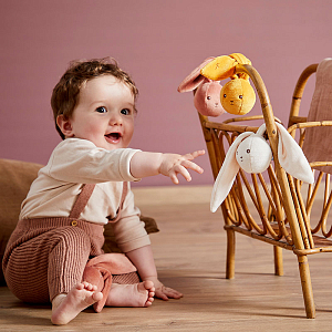 Мяч-погремушка текстильная Kaloo "My little rattle balls", серия "Lapinoo", охра, 6 см