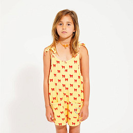 Комбинезон на бретелях плюшевый Piupiuchick "Terry Red Bows", банты на желтом